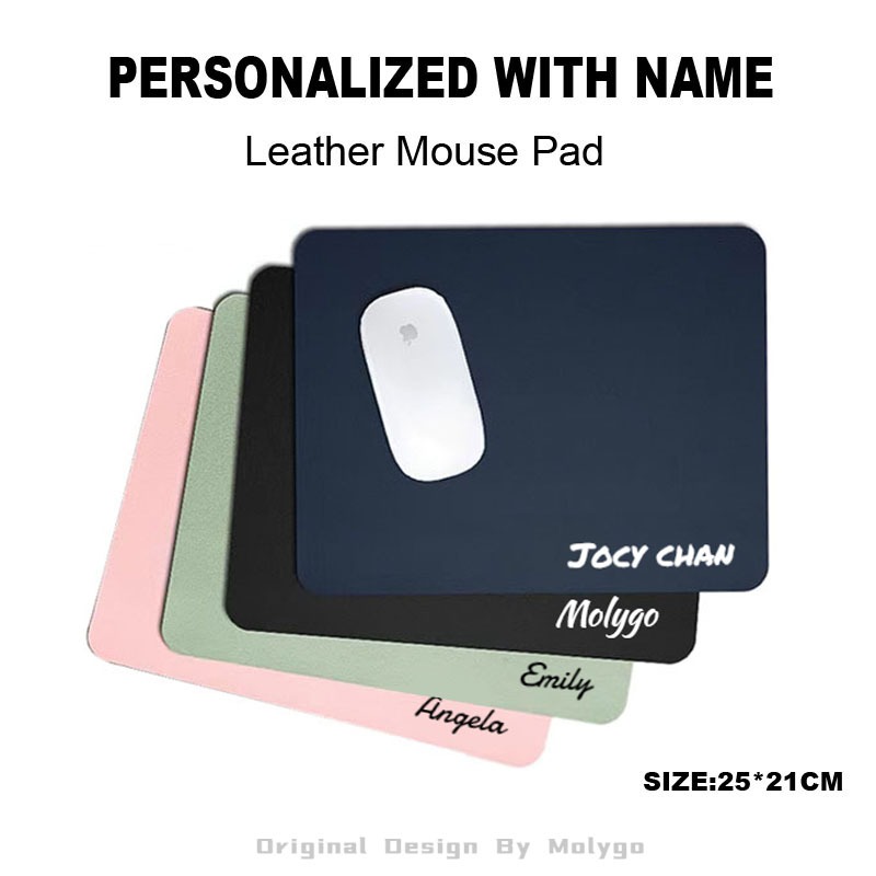 MOLYGO Christmas Gift | Personalised Name Mouse Pad | Premium PU Leather Mousepad | Teacher's Day | Mousepad |  Farewell gift