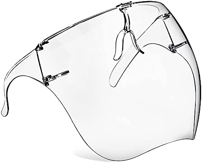 Face Shield with Glasses 4 Pack, Anti-Fog Clear Face Mask Full-Face Protection Reusable Breathable See Through Goggles for Adults