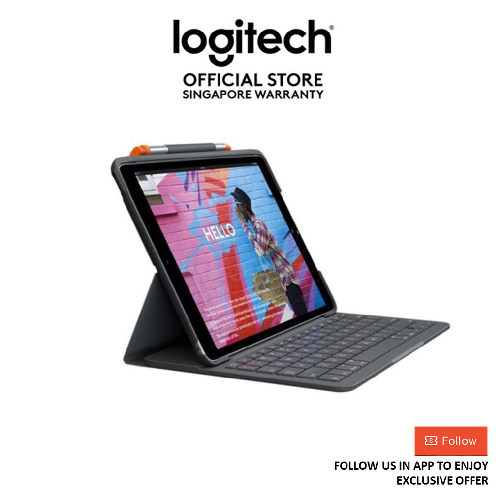 Logitech Slim Folio Bluetooth Keyboard Case For iPad 10.2&quot; 7th, 8th and 9th Gen, Slim Style, Total Comfort