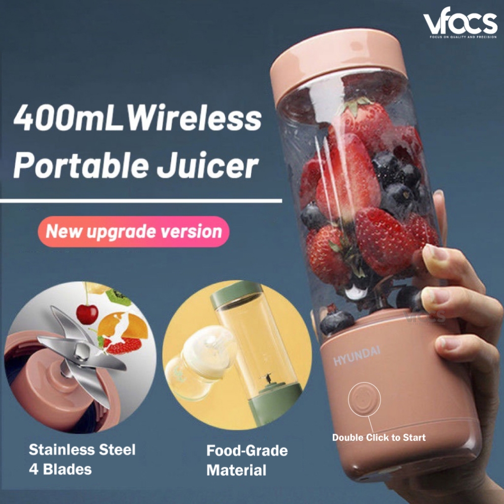 Hyundai Portable Blender Bottle(4 Blades, USB Charge) - Blend Anywhere